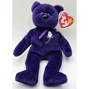 Ty Beanie Baby Princess Diana Purple Bear from 1997 - MWMT - Retired - 4th Gen